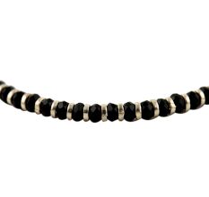 92.5 Black Beads Sterling Silver Adjustable Bracelet With Lock
