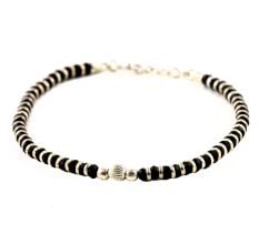 92.5 Sterling Silver Nazariya Bracelet with Black Crystals for Women