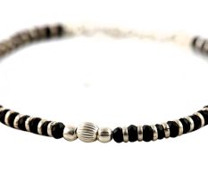 92.5 Sterling Silver Nazariya Bracelet with Black Crystals for Women