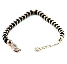 Adjustable Black Beads 92.5 Sterling Silver Bracelet Or Anklet