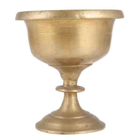 Brass Flower Bowl And Vase On Pedestal