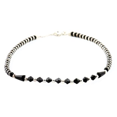 92.5 Sterling Silver Nazariya Bracelet With Black Beads