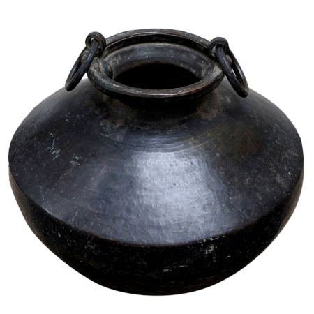 Blackened Brass Water Storage Matka Ghada With Handles