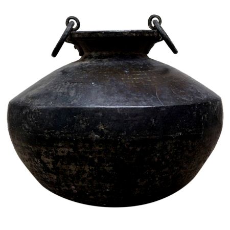 Blackened Brass Water Storage Matka Ghada With Handles
