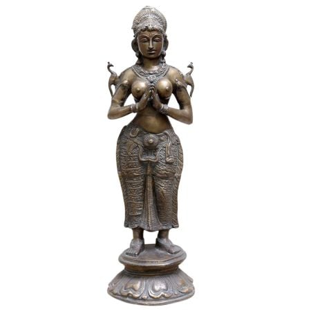 Brass Namaste Lady Statue