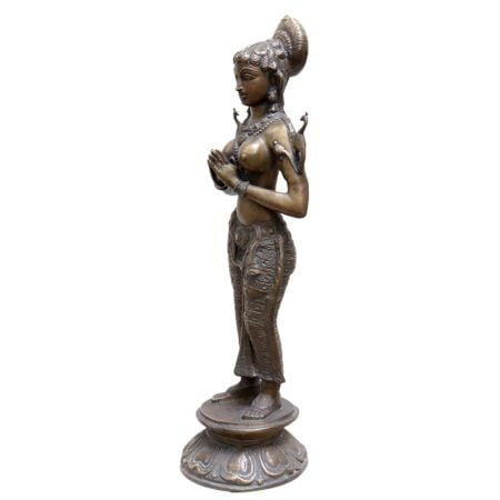 Brass Namaste Lady Statue