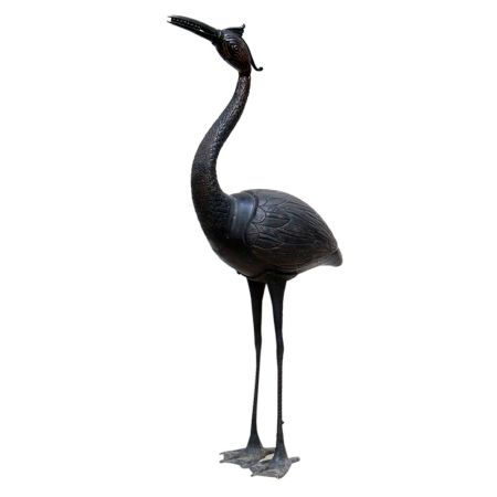 Brass Crane Garden Statue