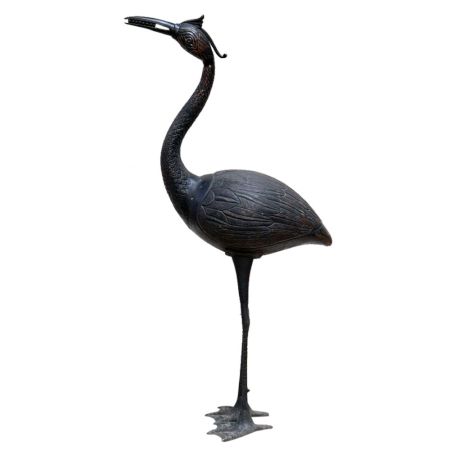 Brass Crane Garden Statue