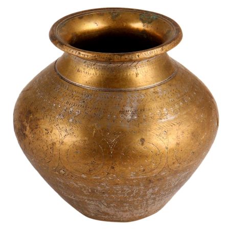 Brass Round Pot For Home And Pooja Purpose