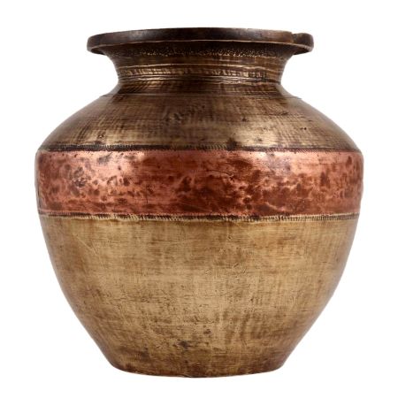 Brass and Copper Pot From North India