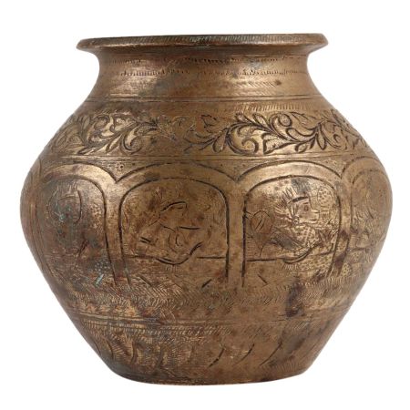 Floral Design Brass Water Pot