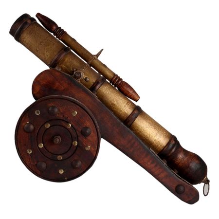 Handcrafted Wooden Canon Showpiece