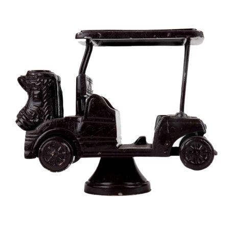 Handmade Black Brass Golf Cart Toy On Stand
