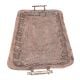 Copper Repoussed Design Serving Tray With Handles
