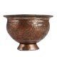 Round Copper Bowl With Floral Carving Design