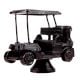 Handmade Black Brass Golf Cart Toy On Stand