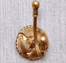 Antique Brass Hat And Coat Hook On Floral Base