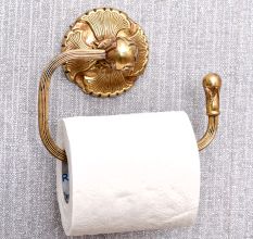 Antique Brass Floral Carving Toilet Roll Holder