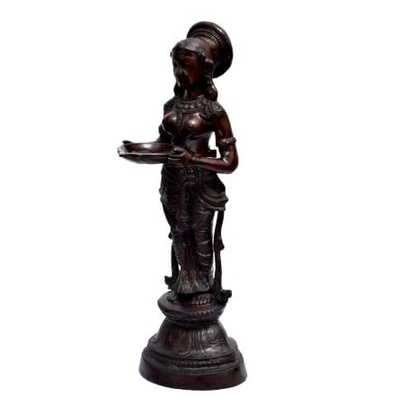 Brass Deep Laxmi Lamp In Black Finish
