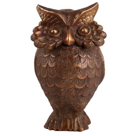 Antique Brass Standing Wise Owl Statue