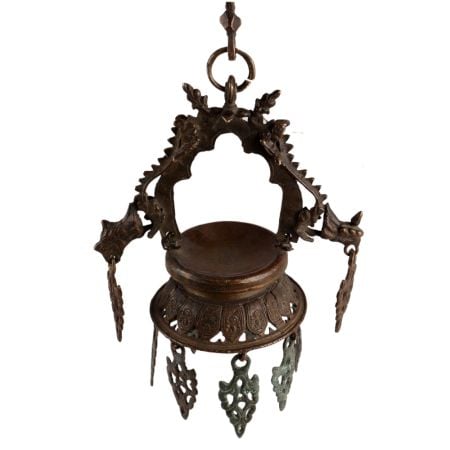 Brass Oil Lamp with Dragons on the Roof