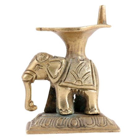 Brass Elephant Yanai Vilakku Oil Lamp