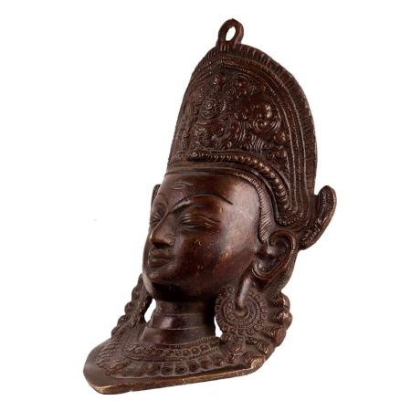 Brass Tibetan Guanyin Kwan-yin Goddess Head Wall Hanging