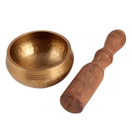 Brass Tibetan Singing Bowl With Wooden Mallet