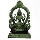 Handmade Black Brass Goddess Lakshmi Statue With Prabhavali Sitting On Sihashan