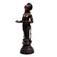 Brass Deep Laxmi Holding Oil Lamp In Antique Finish