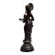 Brass Deep Laxmi Holding Oil Lamp In Antique Finish
