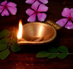 Shubh Labh Om Brass Oil Lamp Diwali Diya