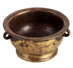 Rustic Brass Planter Footed Pot with Side Handles