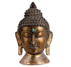 Brass Meditating Buddha Head Idol