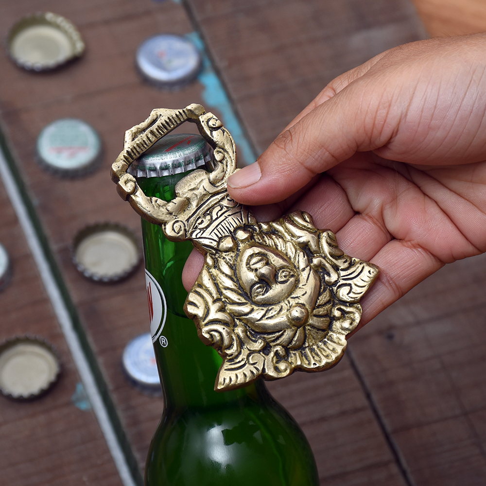 Brass Bottle Opener Tribal Head Shaped Soda Beer Bottle Opener