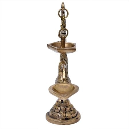 Brass Diya Stand Holder With Peacock Bird Design
