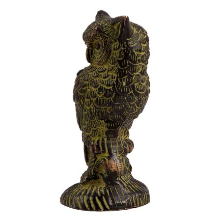 Owl Sitting On Log Brass Decorative Showpiece