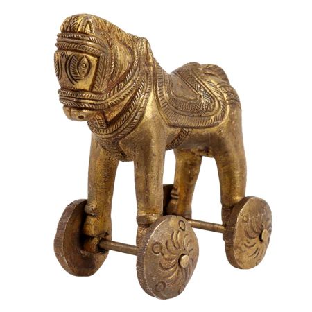 Brass Horse on Wheels Statue