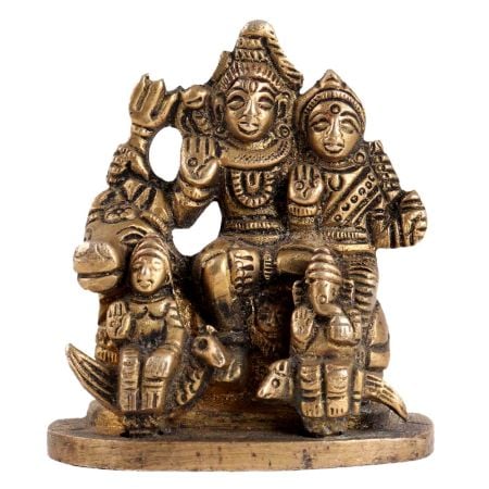 Brass Shiv Parivar Statue With Nandi