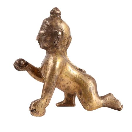 Brass Baby Krishna Laddu Gopal Statue