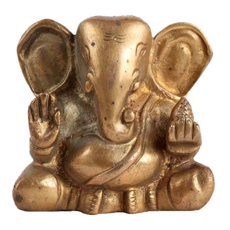 Brass Sri Ganesha IdolÂ Sitting Blessing Pose