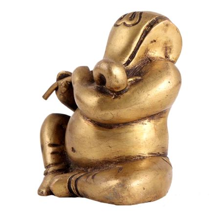 Brass Murli Ganesha Statue