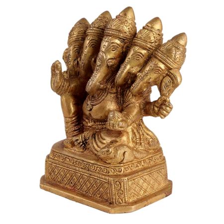 Brass Panchmukhi Ganesha Statue