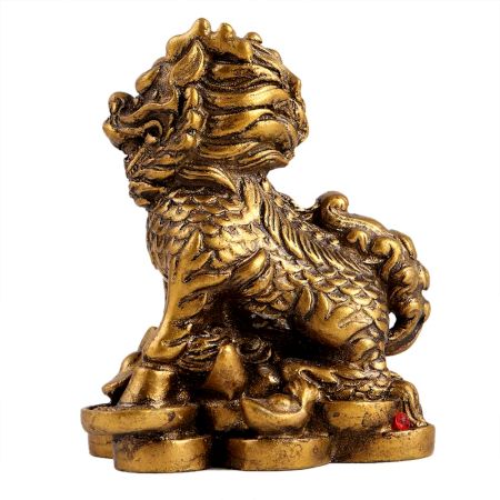 Golden LOL-FUN Feng Shui Lion Made Of Fish Bone