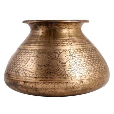 Brass Ritual Water Pot With A Flat Base