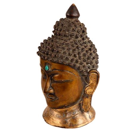 Brass Meditating Buddha Head Idol
