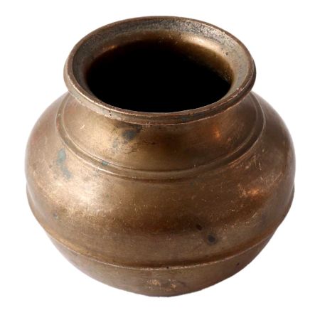 Brass Round Pot In Dark Finish