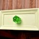 Hexagon Glass Cut Drawer Knob in Green