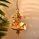 Handmade Golden Brass Dancing Ganesha Hanging Oil Wick Diya
