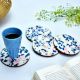 Terrazzo Blue Pattern Wood And Resin Coasters In Set Of 4